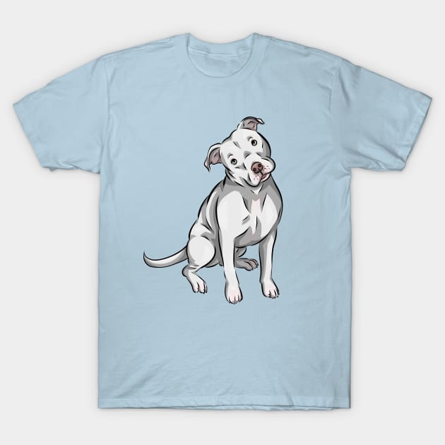 Cute American Pitbull Terrier | White T-Shirt by Shirin Illustration